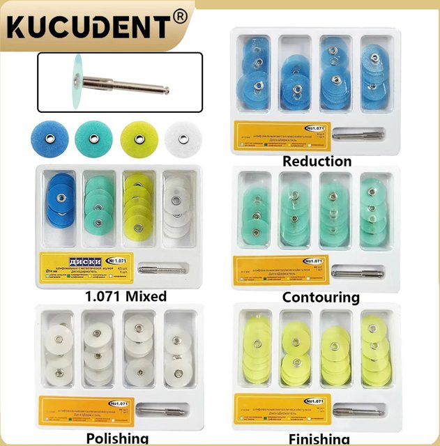 KUCUDENT Dental Polierscheiben Set, 40 Teile, zur Reduktion und Konturierung - Bild 1
