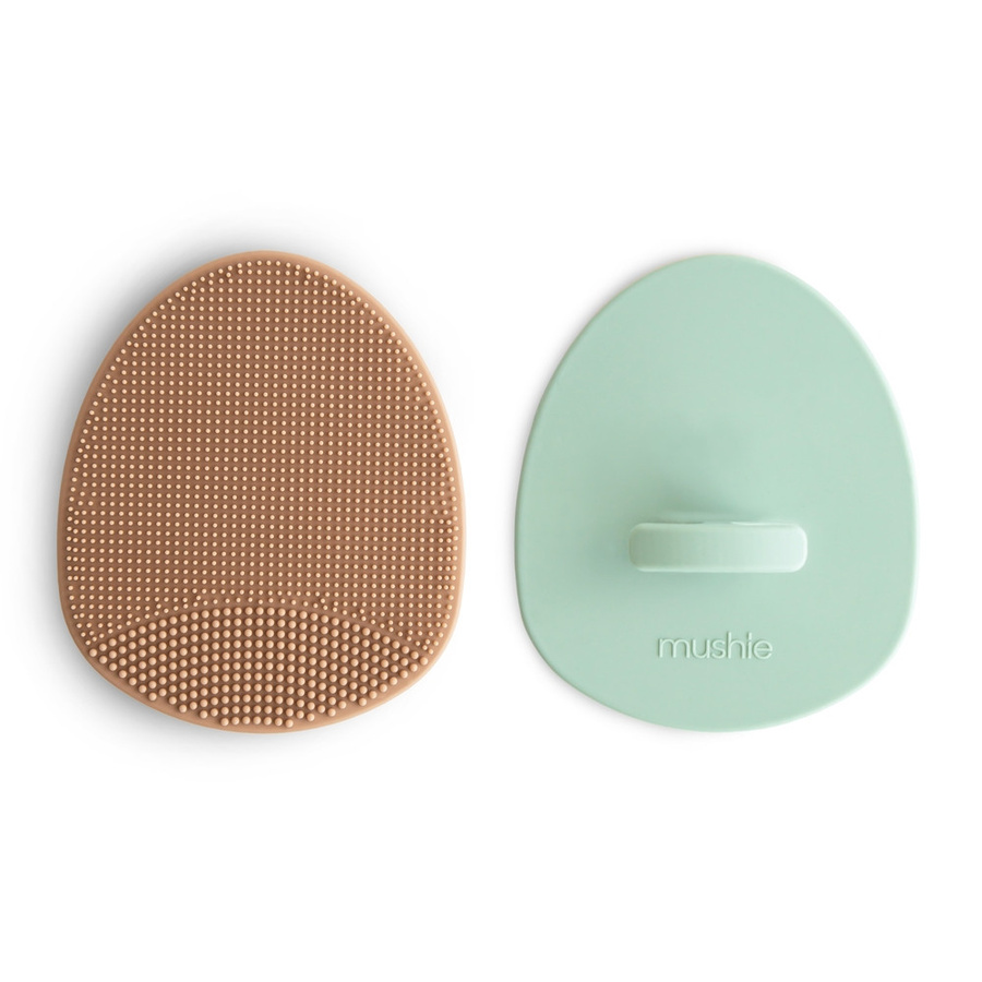 Mushie Kopfhautbürste, 2er Pack, Natural/Cambridge Blue - Bild 1