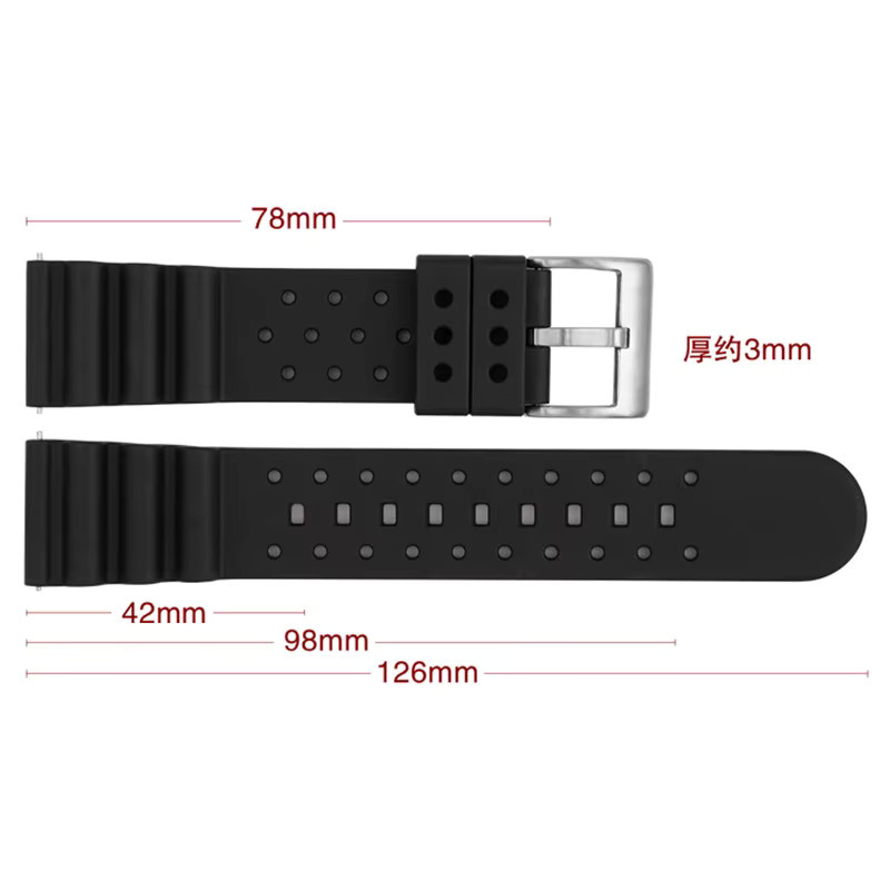 olevo Uhrenarmband Fluorkautschuk, Schwarz, Unisex - Bild 2
