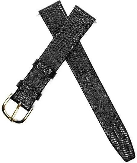 Uhrenarmband Eidechsenleder, Schwarz, Unisex, 16 mm - Bild 1