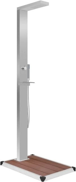 vidaXL Gartendusche aus Edelstahl und WPC in Silber und Braun, Höhe: 210 cm, Breite: 80 cm, Tiefe: 62 cm - Bild 1