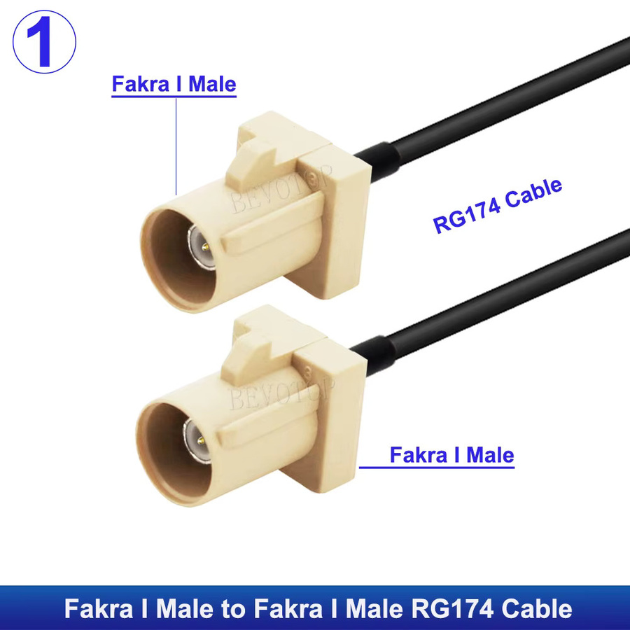 BEVOTOP Fakra I Männlich Weiblich RG174 GPS Antennen Verlängerung Jumper Kabel in Beige - Bild 2