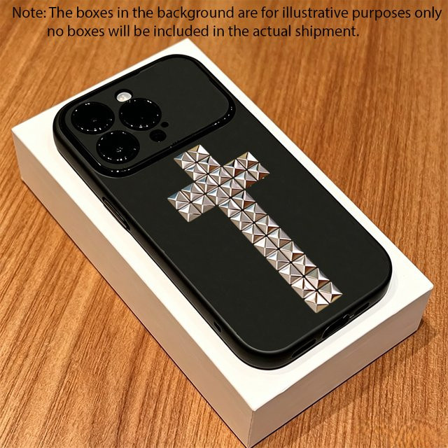 Rivet Cross Stoßfeste Handyhülle für iPhone 11 bis 17 Pro Max mit großem Fenster in Schwarz Matt - Bild 1