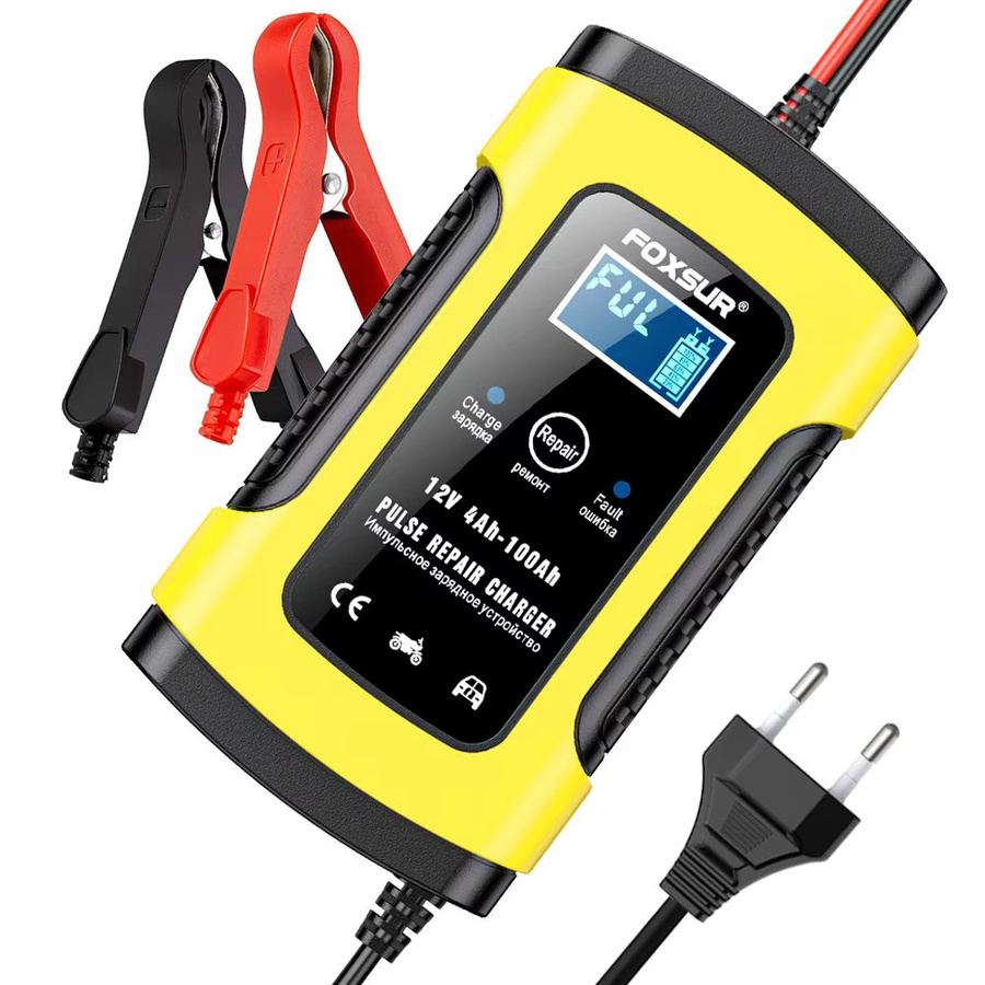 FOXSUR Smart Autobatterieladegerät 12V 5A mit LCD-Display und Pulse Repair Funktion für AGM GEL EFB Bleisäure Batterien in Rot-Gelb - Bild 6