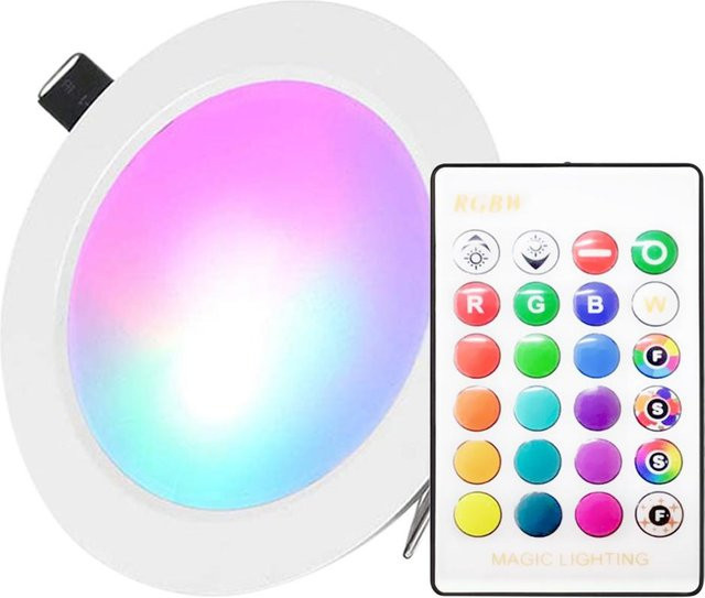 TOMTOP JMS 5W RGBW LED-Einbauleuchte in Weiß mit IR-Fernbedienung, dimmbar und 4 Blinkmodi - Bild 1