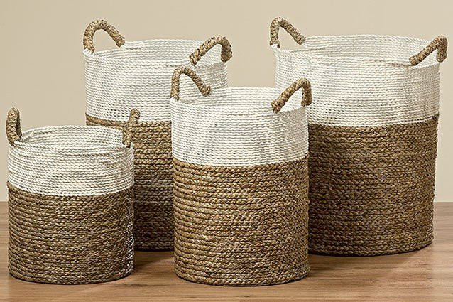 Korb Gili von BOLTZE aus Seagrass in Braun, Weiß und Multicolour mit Griffen und offener Webstruktur, B/T/H: 32,0 x 39,0 x 64,0 cm - Bild 1