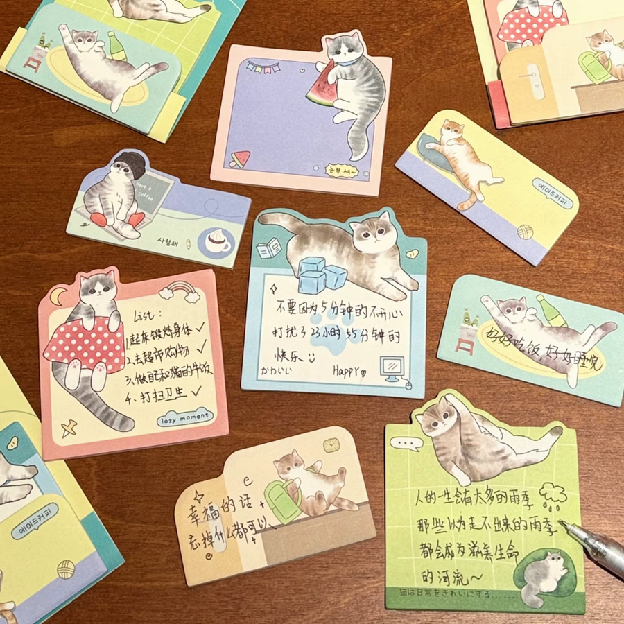 Post-it Haftnotizen mit Cartoon-Katzen-Planer, Multicolor, 40/160 Blatt - Bild 3