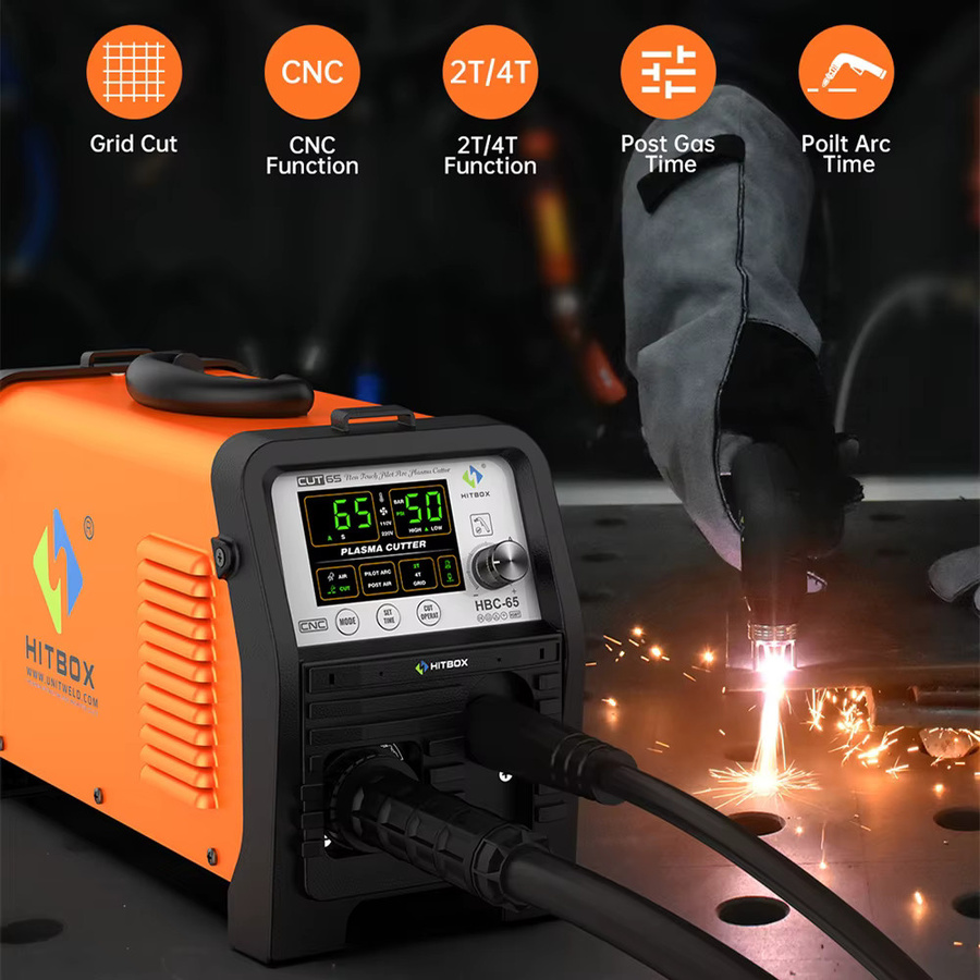 HITBOX HBC65 Plasmaschneider mit IGBT-Technologie, Nicht-HF-Pilotlichtbogen, 65 Ampere, 220V, 2T/4T mit einstellbarer Nachschaltzeit für CNC-Schneidetische - Bild 4