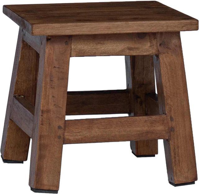 vidaXL Hocker aus Mahagoni Holz in Braun, Rustikaler Holzhocker als Würfel, B/T/H: 26 x 26 x 26 cm - Bild 1