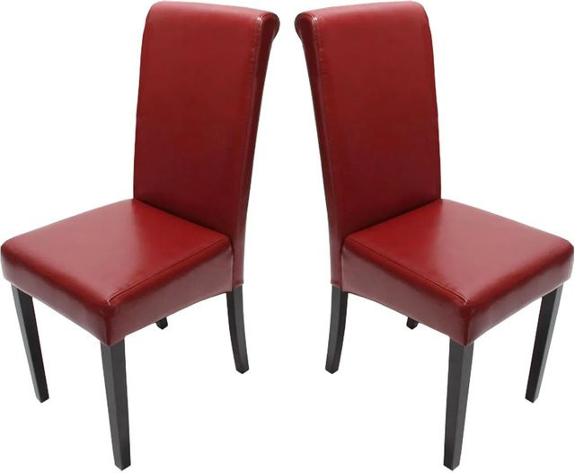 CHEFGASTRO Esszimmerstuhl 2er-Set aus Kunstleder in Rot mit dunklen Holzbeinen, H x B x T: 99 x 41 x 60 cm, Sitzhöhe: 47 cm - Bild 1
