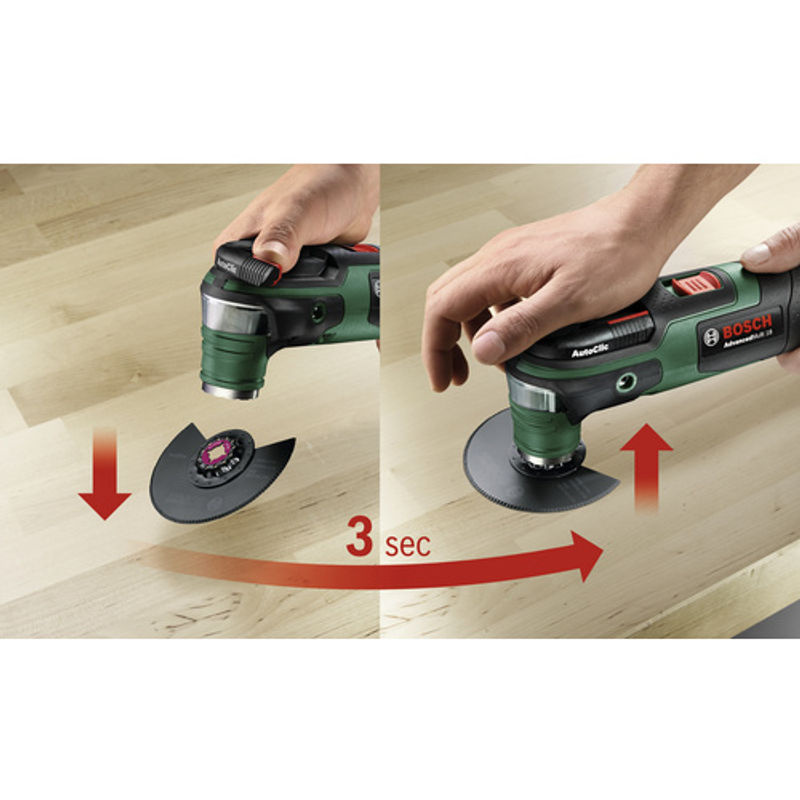 Bosch AdvancedMulti 18 Akku-Multifunktionswerkzeug mit 20000 U/min und 1 x PBA 18V 2.5 Ah Akku in Grün/Schwarz - Bild 4
