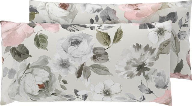 LIVARNO Edel-Renforcé-Kissenbezüge mit Reißverschluss, 2 Stück, Blumenmuster in Grau/Anthrazit, B/H: 40 x 80 cm - Bild 1