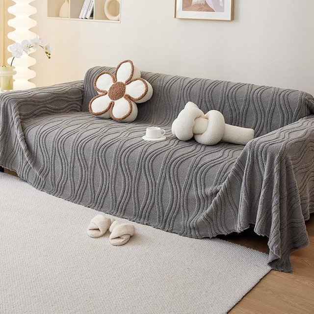 Luxuriöses Plüsch-Sofa-Handtuch aus Flanell und Fleece für Herbst und Winter, Universalbezug mit geometrischem Design, B/T: 180 x 130 cm - Bild 1