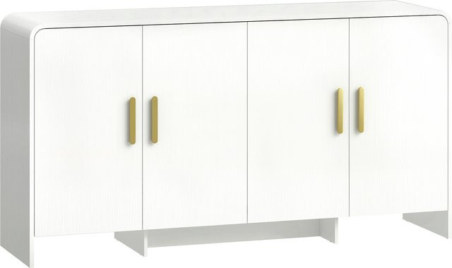 Aosom Sideboard Weiß mit 4 Fächern und 4 Soft-Close-Türen, Modernes Küchenschrank und TV-Möbel, B/T/H: 152 x 40 x 80 cm - Bild 1