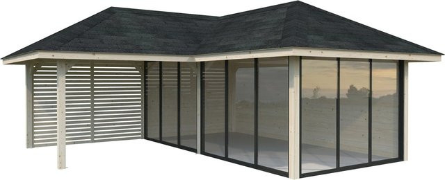 PALMAKO Pavillon Bianca Set 214 Slide aus Fichtenholz in Braun mit transparenten ESG-Glas-Elementen B/H/T: 588 x 319 x 588 cm - Bild 2