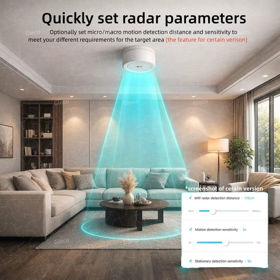 Coolo Smart Life Zigbee Human Presence Sensor mit 24G MMWave Radar, PIR Bewegungsmelder, Temperatur, Luftfeuchtigkeit und Helligkeit in Weiß für Tuya und 2MQTT Sicherheitsautomatisierung - Bild 5
