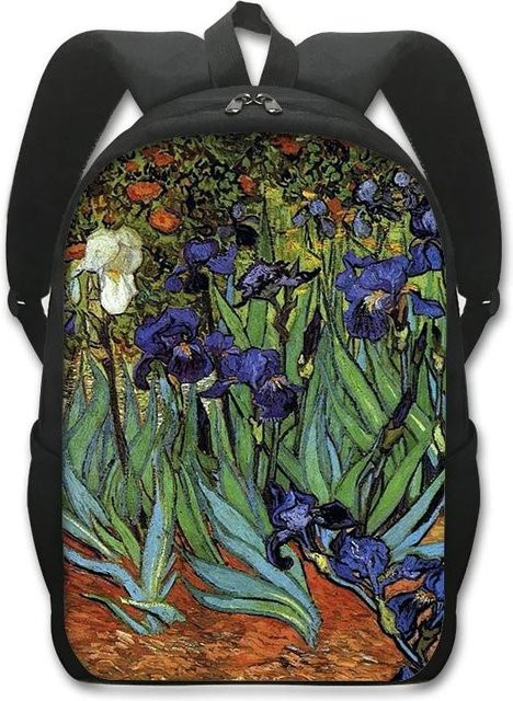 Fancy Style Studio Rucksack mit Sternennacht und Sonnenblumen Ölmalerei Motiv in Schwarz und Multicolour für Damen und Herren - Bild 1