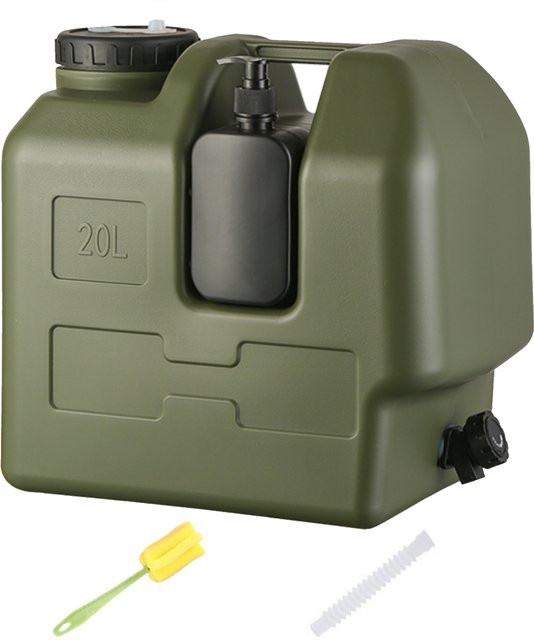 APWIKOGER Wasserbehälter in Grün mit abnehmbarem Seifenspender und Weithalsdesign für Camping und Outdoor, BPA-frei, 15/20 l - Bild 1