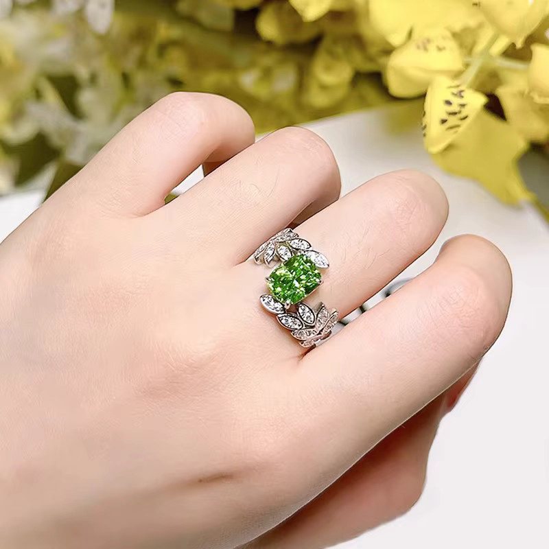 Huitan Ring, Silber, hellgrüne Zirkonia, Damen - Bild 2