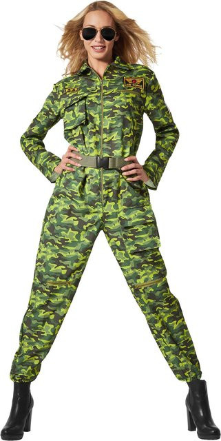 tectake Damenkostüm Jet Fighter Pilot Camouflage, Textil - Bild 1
