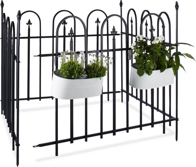 Relaxdays Gartenzaun 4er Set aus Eisen in Schwarz, Steckbar und Erweiterbar, B/H: 120 x 480 cm - Bild 1