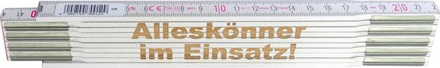 Stabila Zollstock aus Holz mit Lasergravur Alleskönner im Einsatz, weiß, 2 m - Bild 1