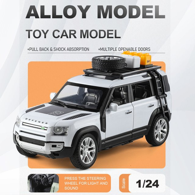 RMZ city Defender 110 Range Rover Geländewagen, Spielzeugmodell, 1:24, Metall, mit Licht und Sound - Bild 1