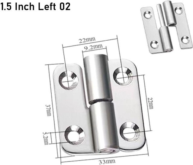 Abnehmbares Butt-Hinge Fensterzubehör von Xuing364 aus Edelstahl in Silber, Nickel-Plattiert, 1.5 Inch Left - Bild 1