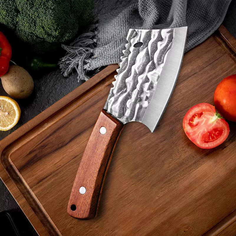 GuanQi Hackmesser aus Edelstahl mit Holzgriff in Silber und Braun - Bild 3