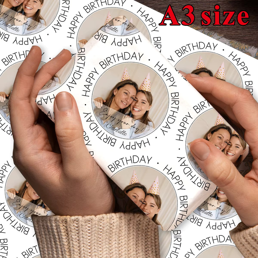 Personalisiertes Geburtstagspapier mit Foto und Name, 3 Blatt dekoratives Bastelpapier für Scrapbook und Geschenke - Bild 5