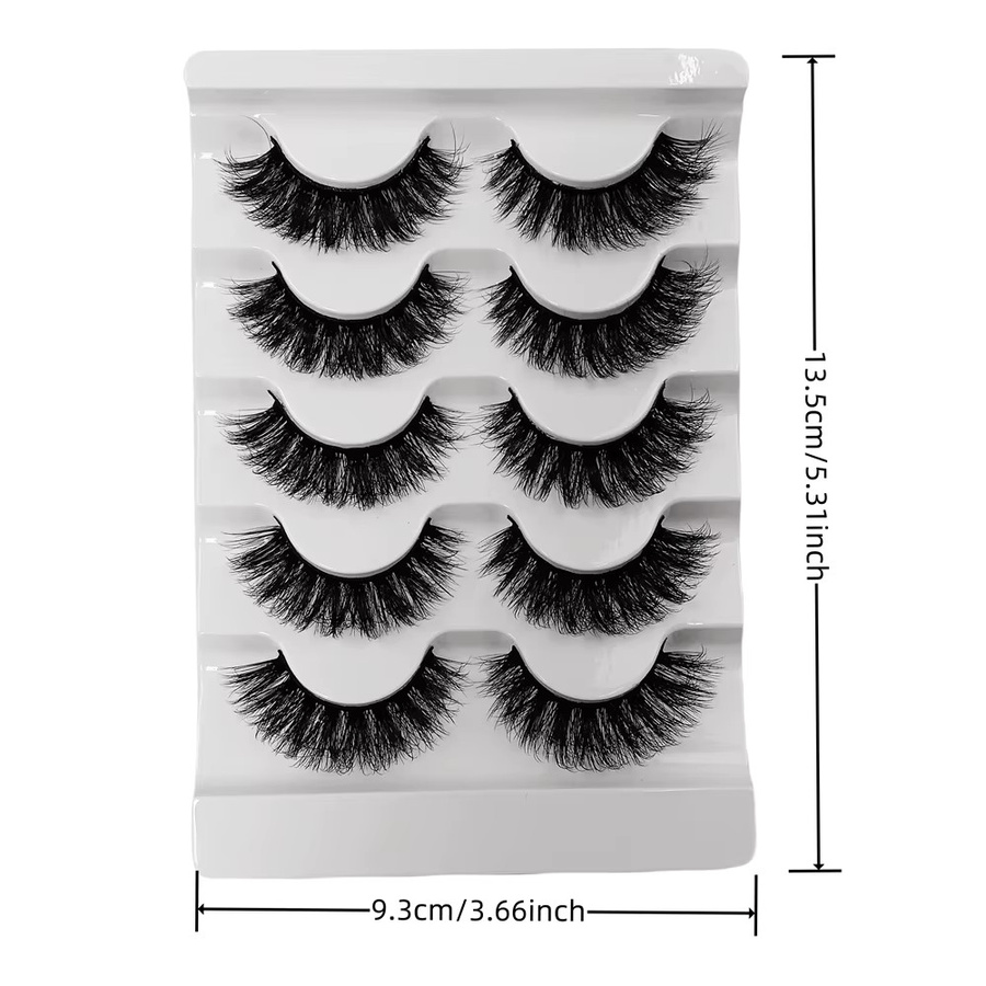 5 Paare Faux Nerz Streifenwimpern, Black, Unisex - Bild 5