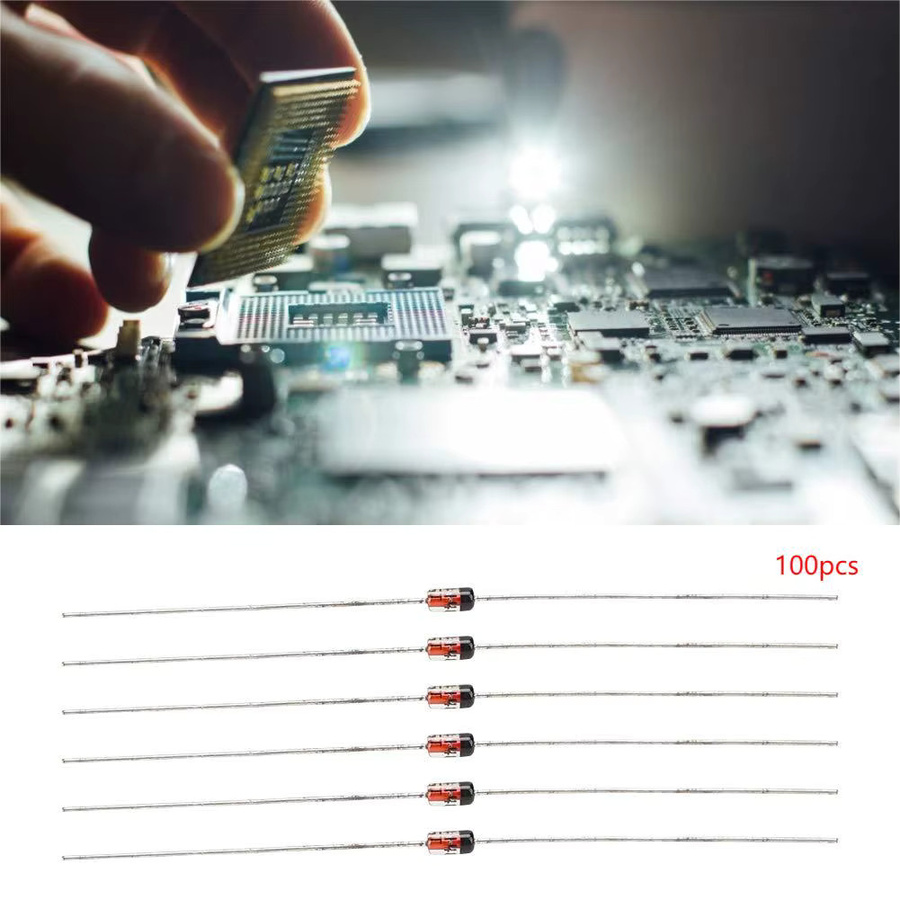 1N4148 Kleinsignal-Schnellschaltdioden, Siliziumdioden, 100 Stück, Schwarz, 200 mA, 100 V, DO-35 (DO-204AH) - Bild 3