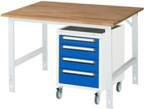Rau Arbeitstisch Tom KM10 höhenverstellbar und rollbar, B/T/H: 125 x 100 x 91-123 cm, grau/mehrfarbig - Bild 1
