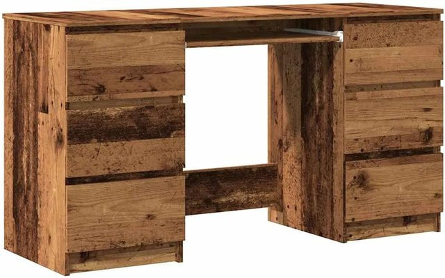 vidaXL Schreibtisch in Altholz-Optik aus Holzwerkstoff, braun, B/T/H: 140 x 50 x 77 cm - Bild 1