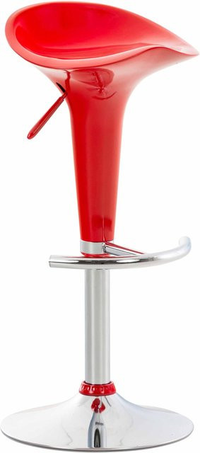 TPFLiving Barhocker Saddle in Rot mit Chromoptik Metallgestell und Kunststoff-Sitzfläche - Bild 1