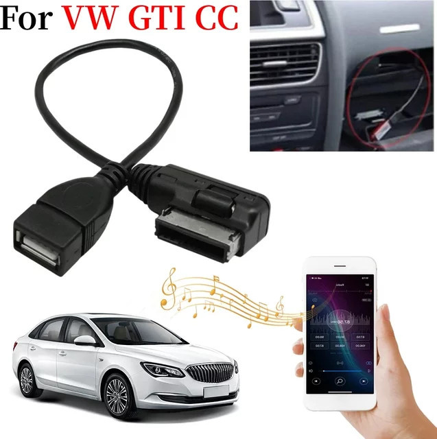 USB zu AUX Adapter Kabel für Audi MMI AMI Schnittstellen in Schwarz - Bild 1