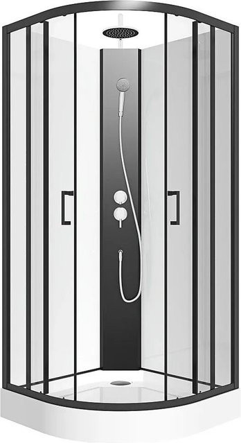 Rovata Quadrant Duschkabine Corner Schwarz Weiß Breite: 80 cm - Bild 1