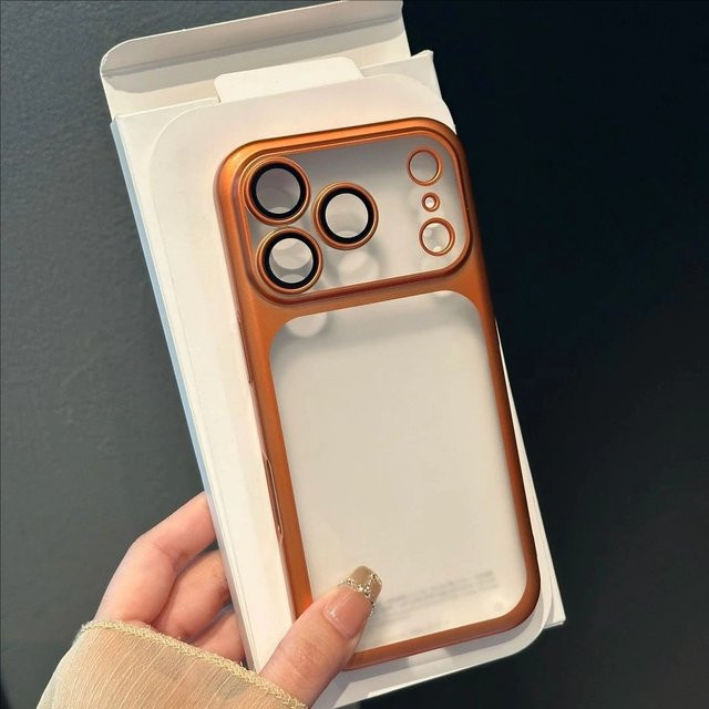 NMEGOU Nano-Matt Schutzhülle für iPhone 17 Air 16 15 14 13 12 Pro Max in Transparent und Orange - Bild 1