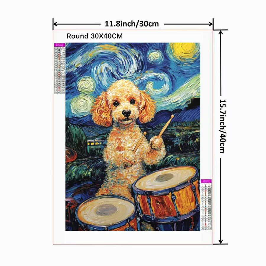 Potdemiel DIY Diamond Painting Pudel Hund Kunst Porträt 5D Diamant Stickerei Multicolor - Bild 3
