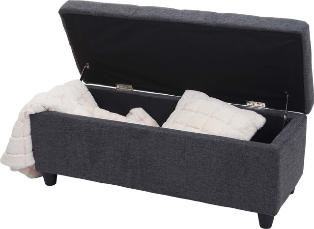 MCW Aufbewahrungstruhe Kriens Sitzbank aus Stoff in Dunkelgrau, B/T/H: 114 x 45 x 45 cm - Bild 1