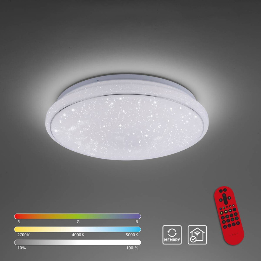 Just Light Smarte LED-Deckenleuchte JUPI 14743-16, weiß, Kunststoff, H: 11 cm, D: 44 cm, RGBW mit Fernbedienung - Bild 2