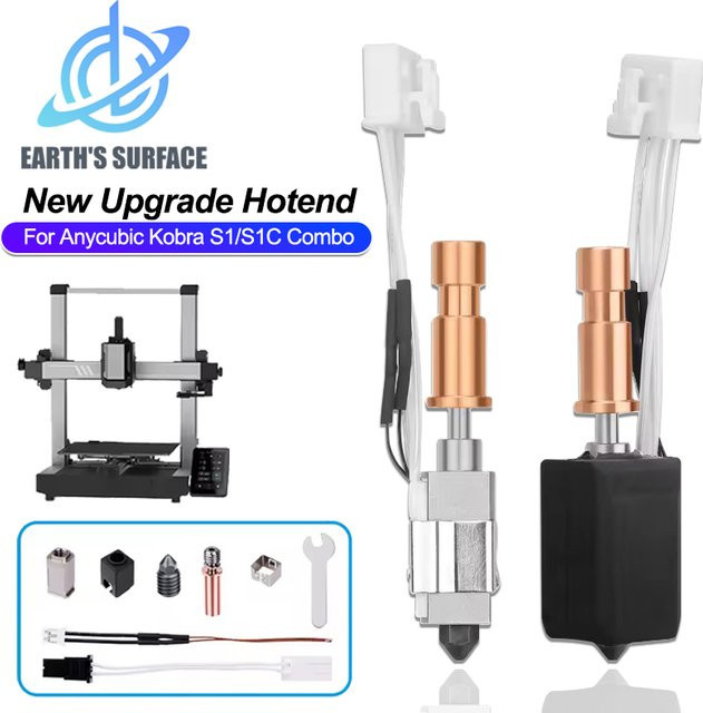 Anycubic Upgrade-Hotend für Anycubic Kobra S1 Combo, 24V 48W, Vollmetall-Hotend mit 0,4mm Düse und Keramik-Heizelement - Bild 1