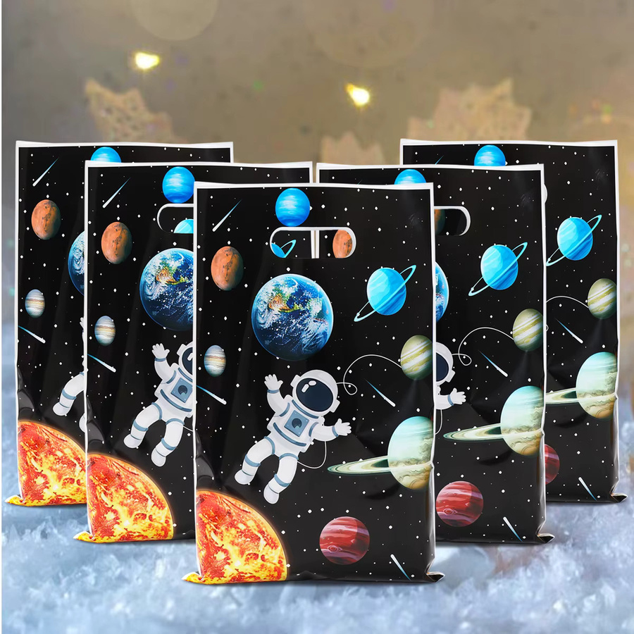 Wayfun Cartoon Weltraum Astronaut Party Geschenkverpackungstaschen für Kinder, Mehrfarbig, Kunststoff - Bild 3