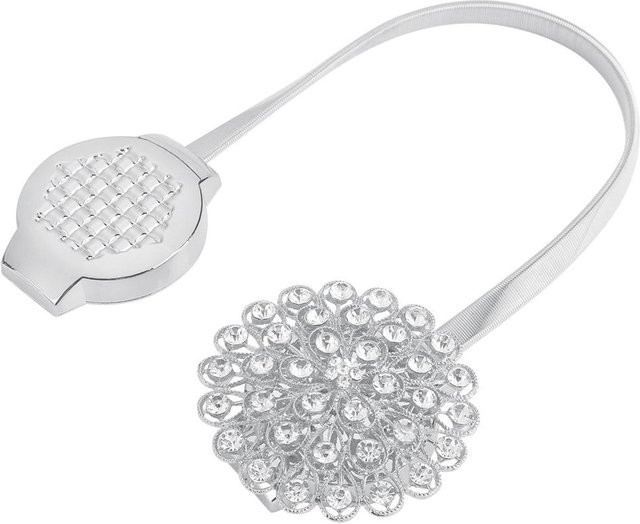 Verstellbarer magnetischer Vorhanghalter mit Kristallschnalle von DIYelecs in Silber - Bild 1