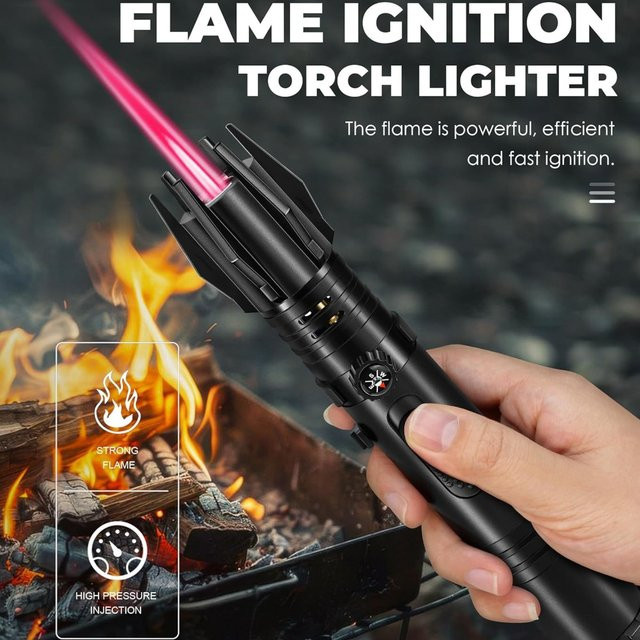 Moxisch Spatfire Metall-Pistole Hochtemperatur-Feuerzeug für Outdoor-BBQ und Gasherde in Blau oder Schwarz - Bild 1