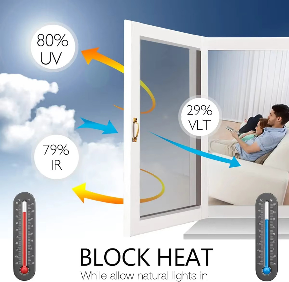 BUNPIG Sichtschutz-Fensterfolie in Silber, Einweg-Spiegelfolie als UV-blockierende Wärmeschutzfolie für Schiebetüren, reflektierende selbstklebende Folie für dein Zuhause - Bild 4