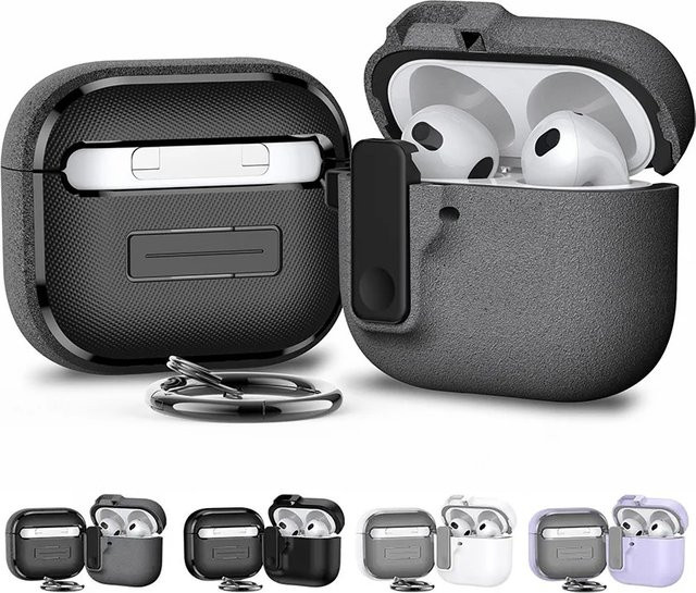 Schutzhülle mit Sicherheitsschloss für Apple AirPods Pro 1. und 2. Generation sowie AirPods 4, kabellose Kopfhörerhülle mit Stoßstange und Haken, grün/mehrfarbig - Bild 1
