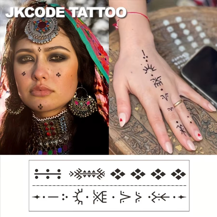 JKCODE TATTOO Mehndi-Design Temporäre Tattoos, Sterne, Sonne, Mond, Damen - Bild 2