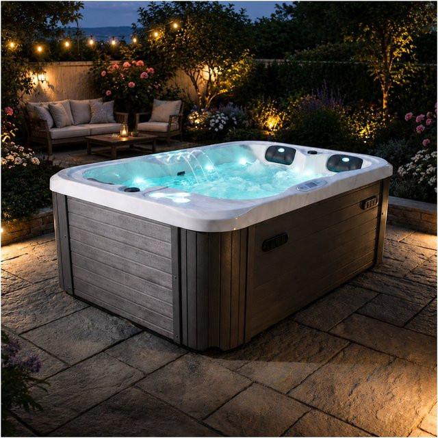 TroniTechnik Outdoor-Whirlpool TINO PRO in Grau mit 29 Massagedüsen, 4-kW-Heizung und integriertem WiFi, doppelt isoliert, B/T: 195 x 127 cm - Bild 1