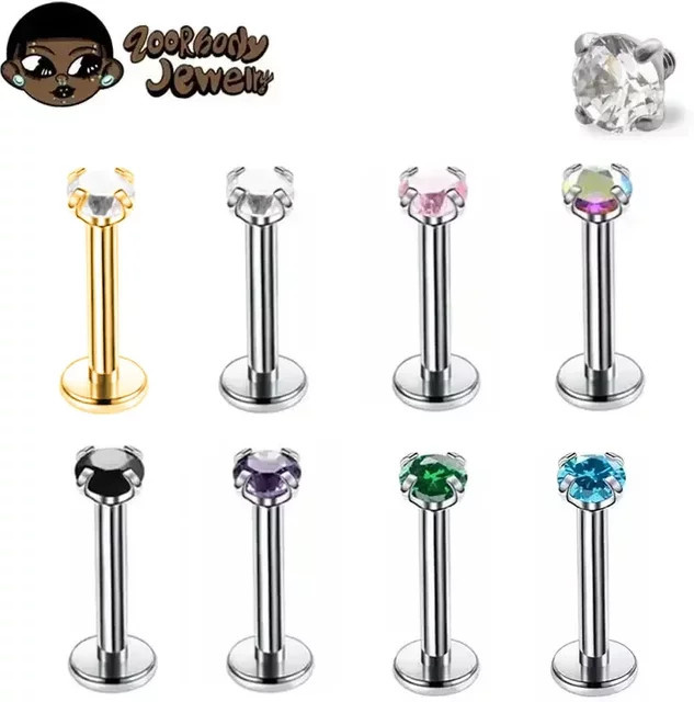 ZOORBODY JEWELRY Piercing Ohrring, Titan, Zirkonia, Silber, Unisex - Bild 1